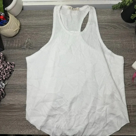 Free People We the Free Ribbed White Racerback Tank Top Boho Size Medium - Picture 1 of 10